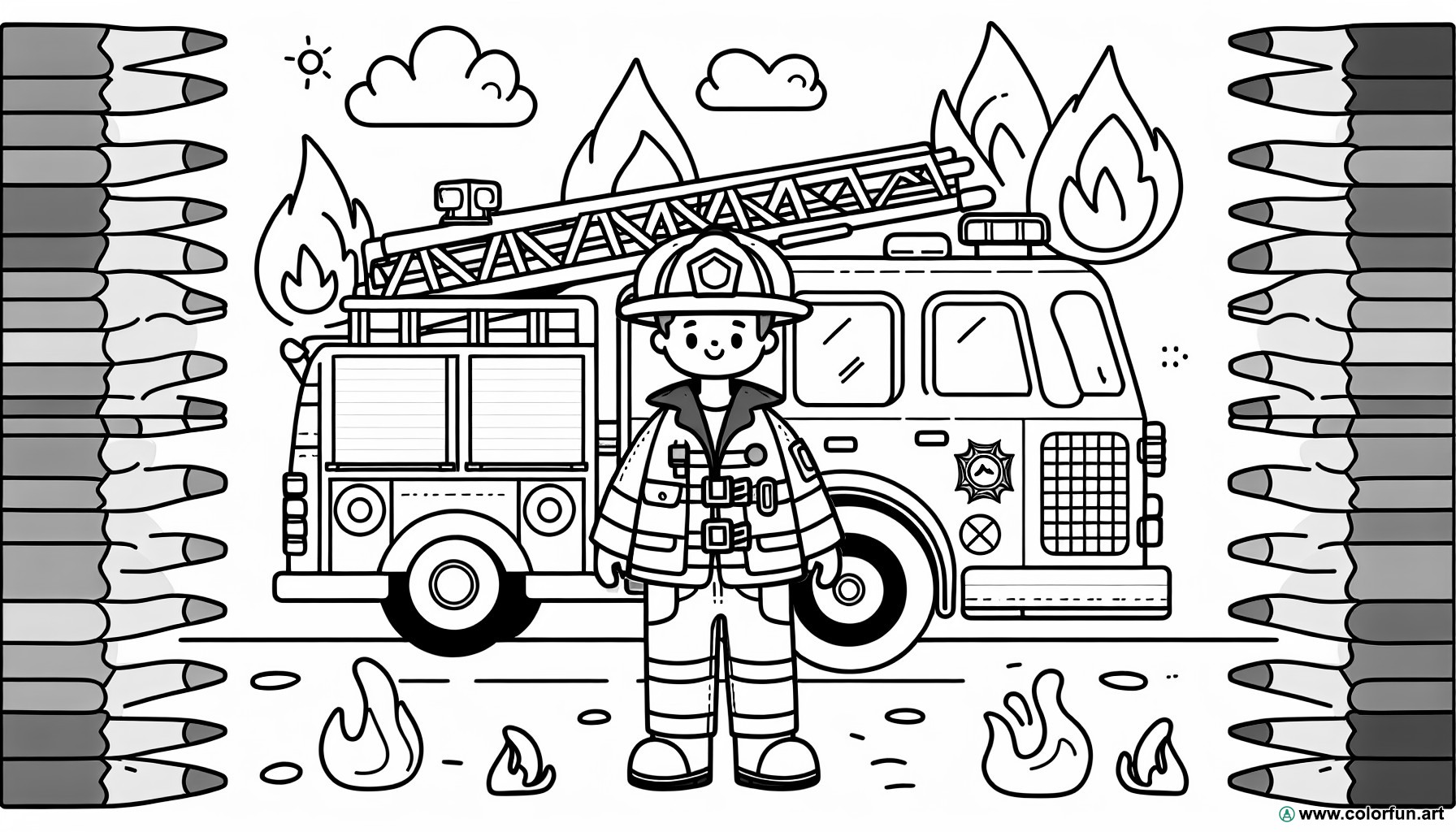 firefighter coloring page preschool