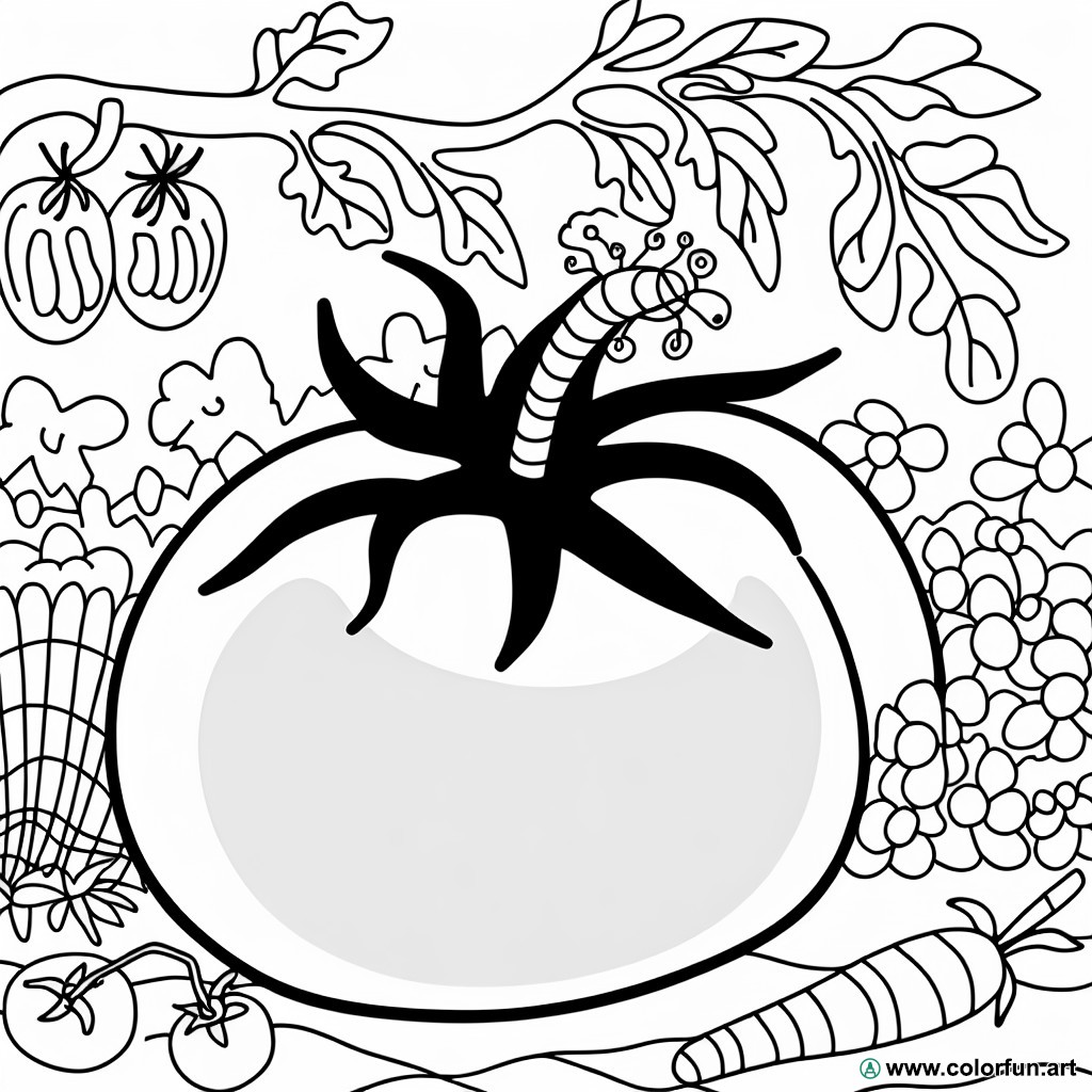 coloring page tomato vegetable garden