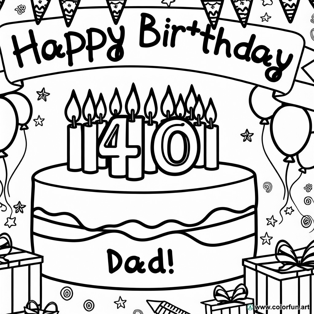 birthday coloring page dad 40 years