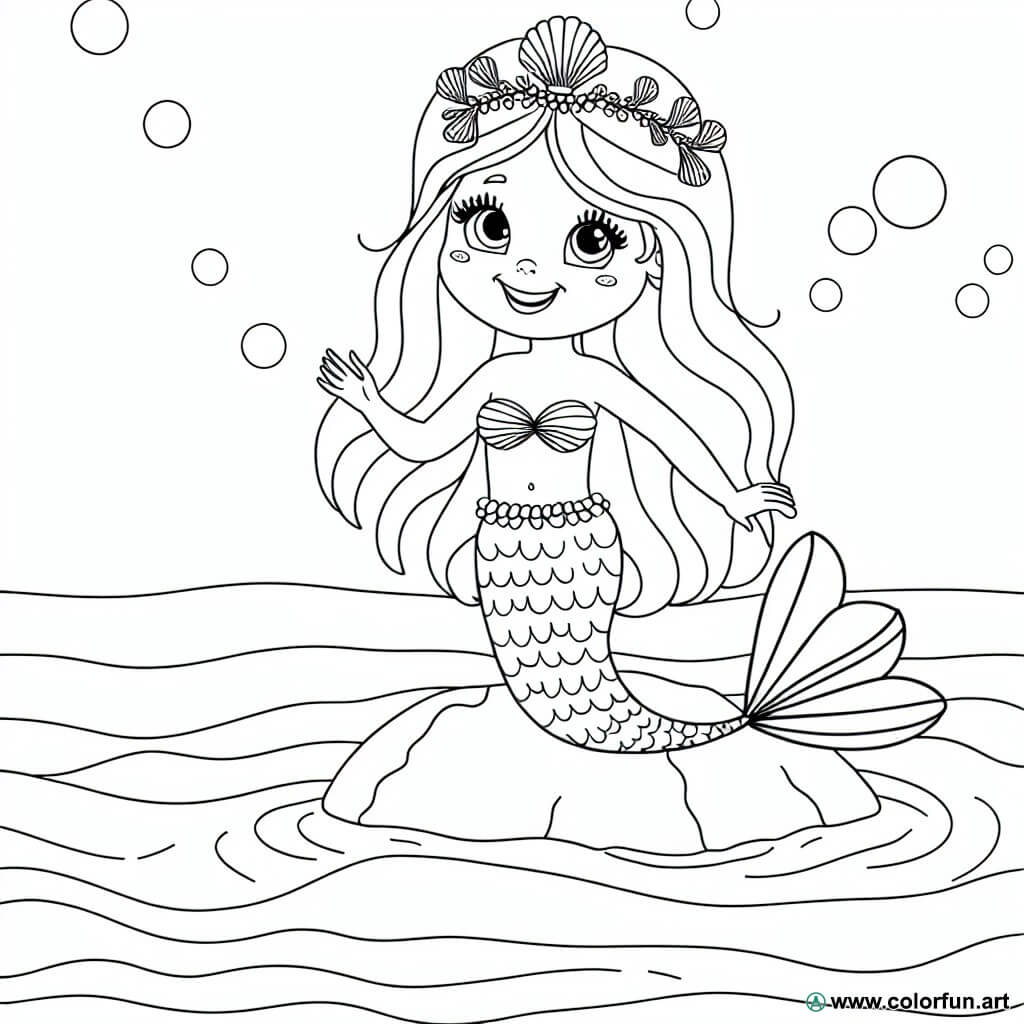 coloring page ariel the little mermaid pretty