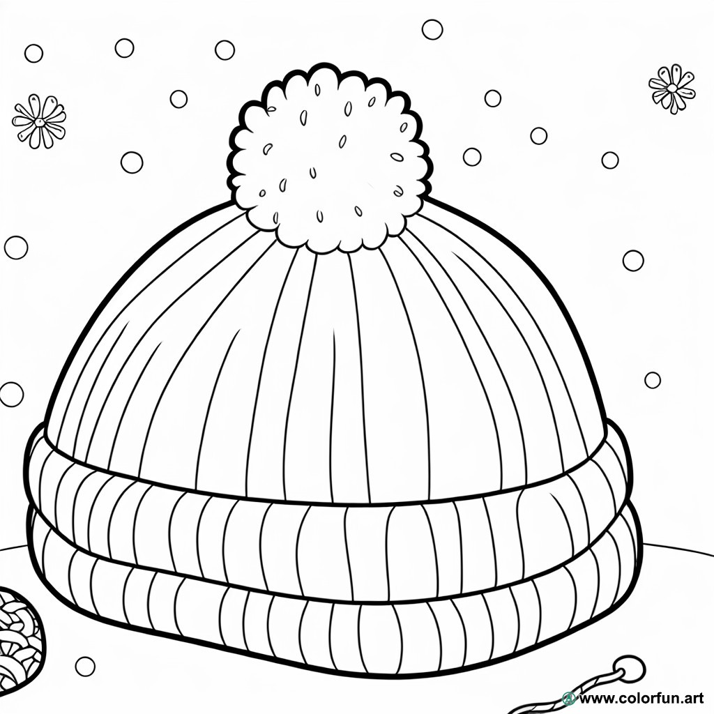 coloring page woolen hat