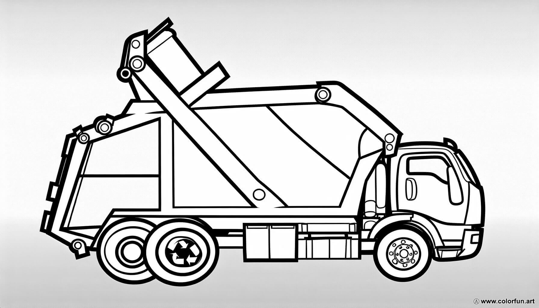coloring page garbage truck recycling