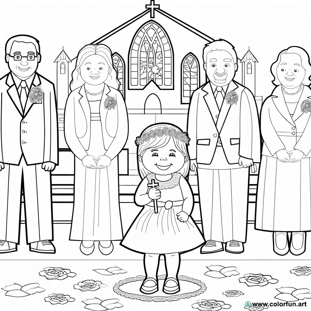 coloring page baptism ceremony