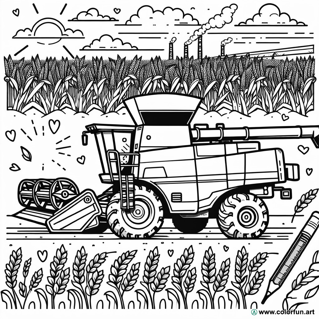 John Deere combine harvester coloring page