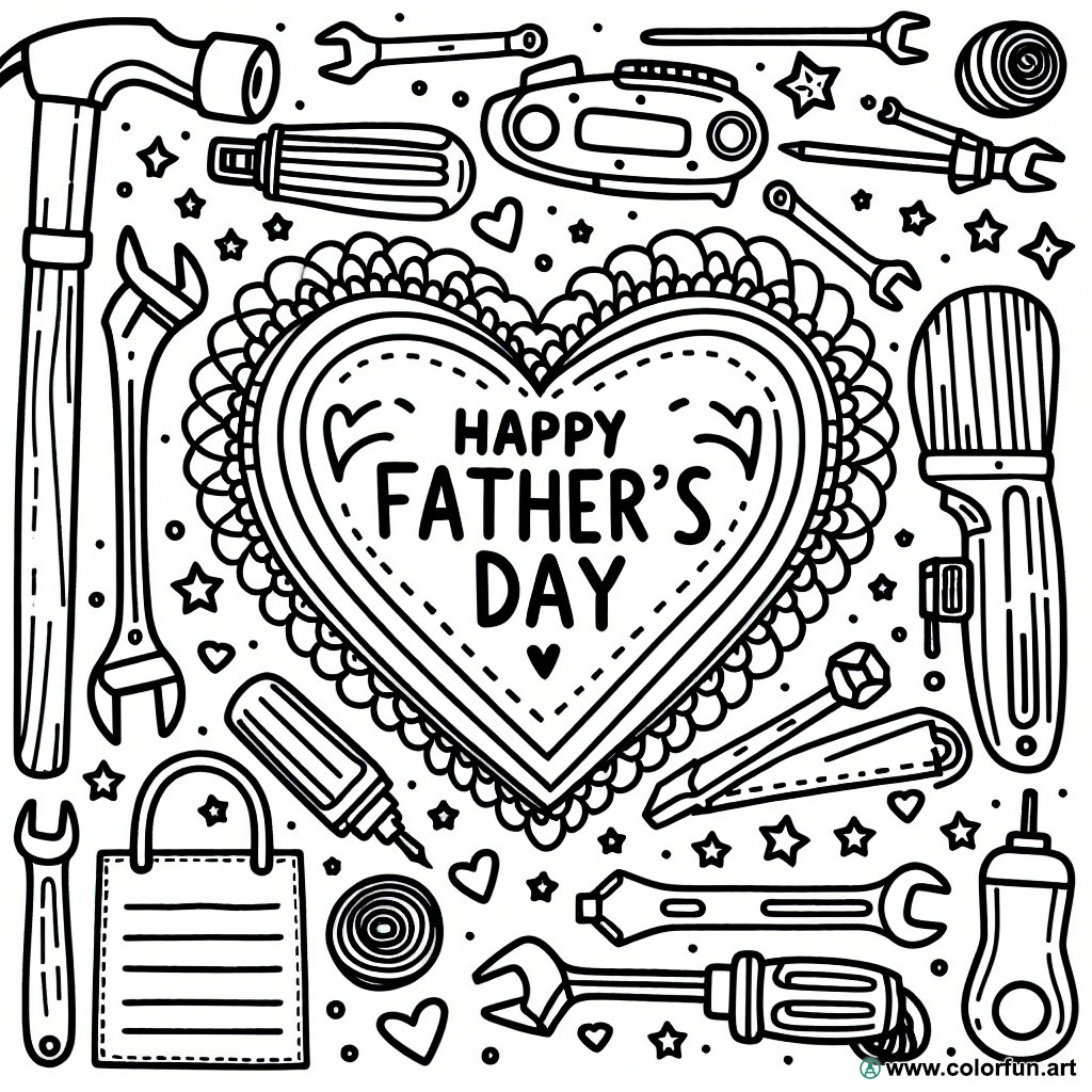 Father's Day coloring page with poem