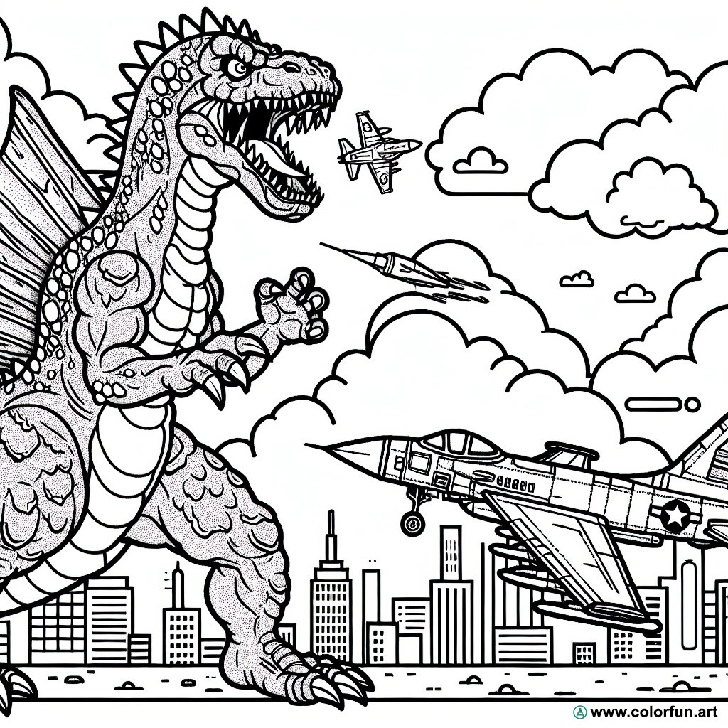 Godzilla coloring page showdown