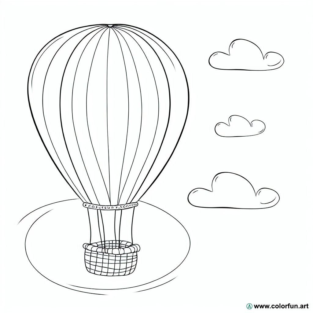 coloring page retro hot air balloon