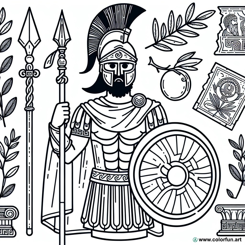 Greek soldier coloring page