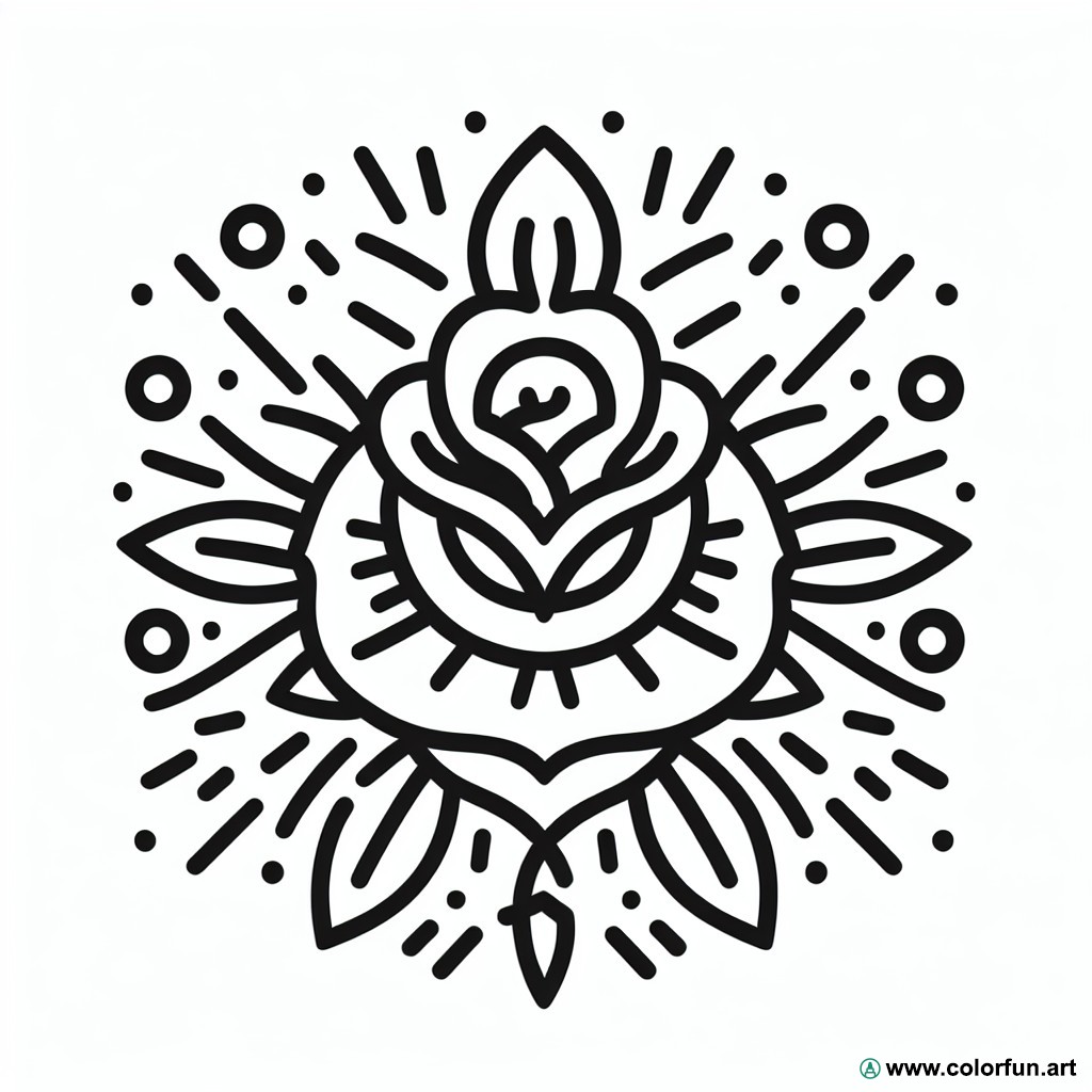 Coloring page tattoo rose