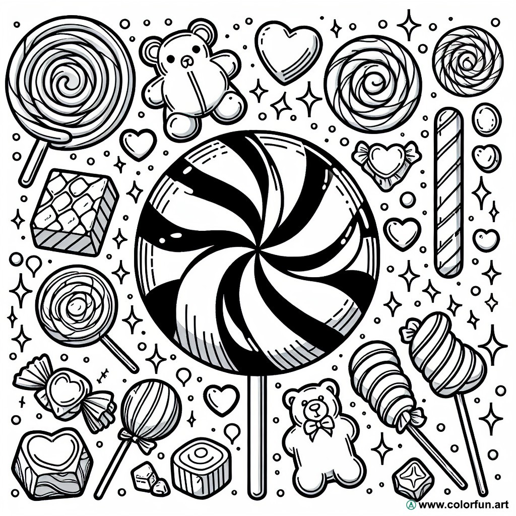 coloring page candy kindergarten
