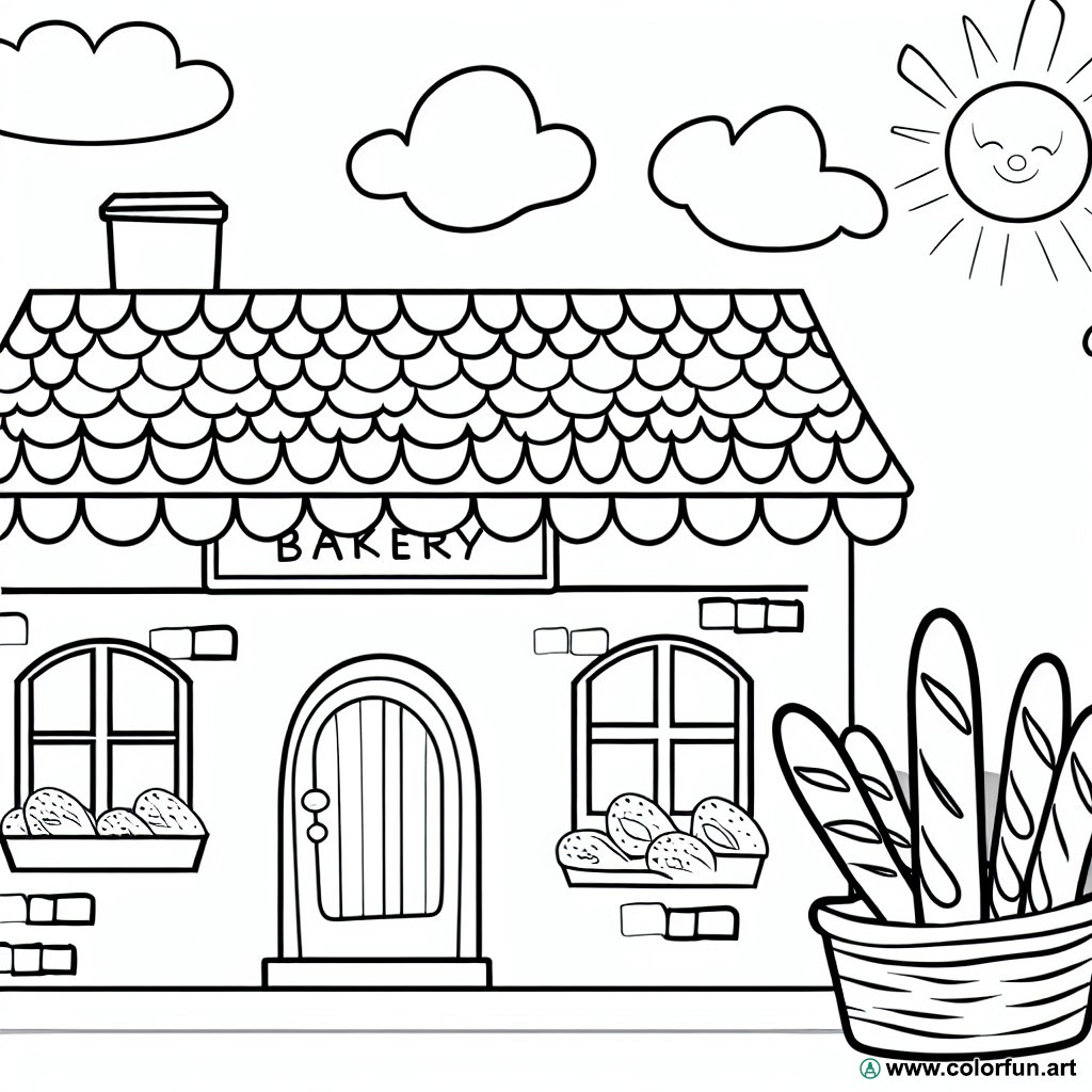 coloring page bakery bread