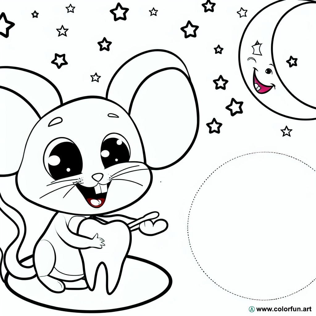 coloring page tooth little mouse