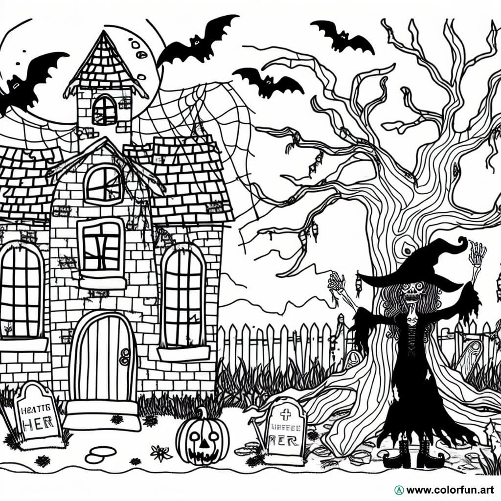 coloring page horror halloween
