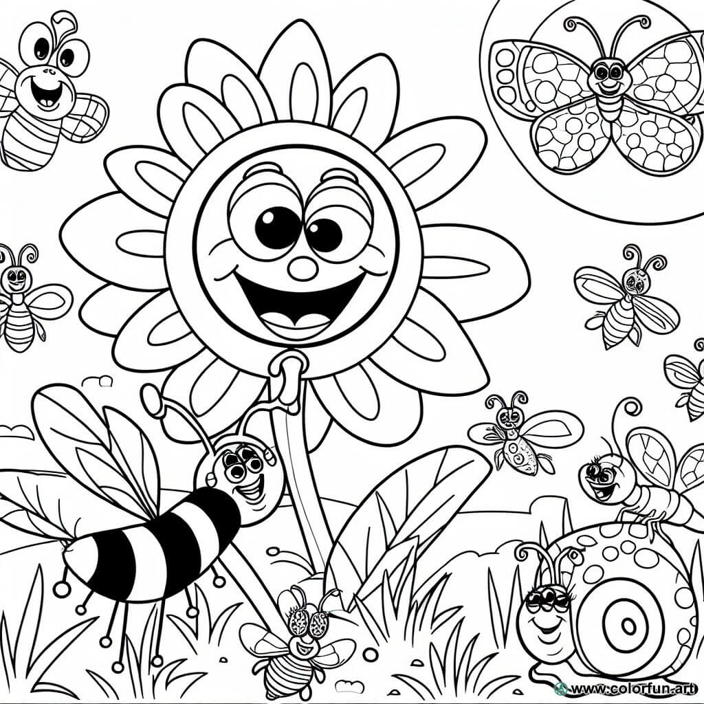 coloring page funny insects