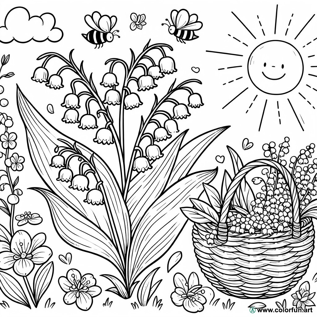 coloring page Lily of the Valley Labor Day