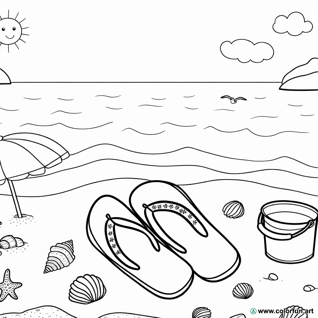 coloring page holidays flip-flop