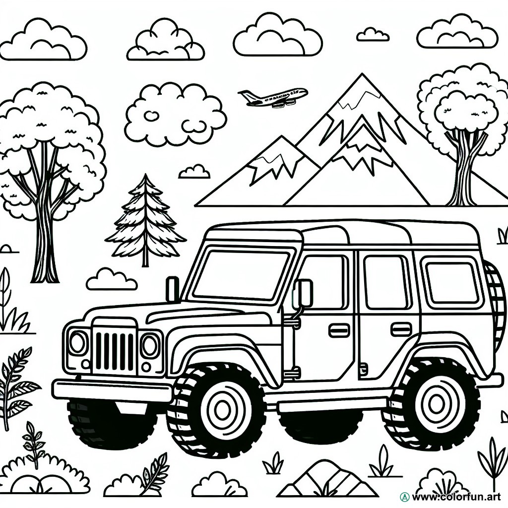 Military 4x4 coloring page