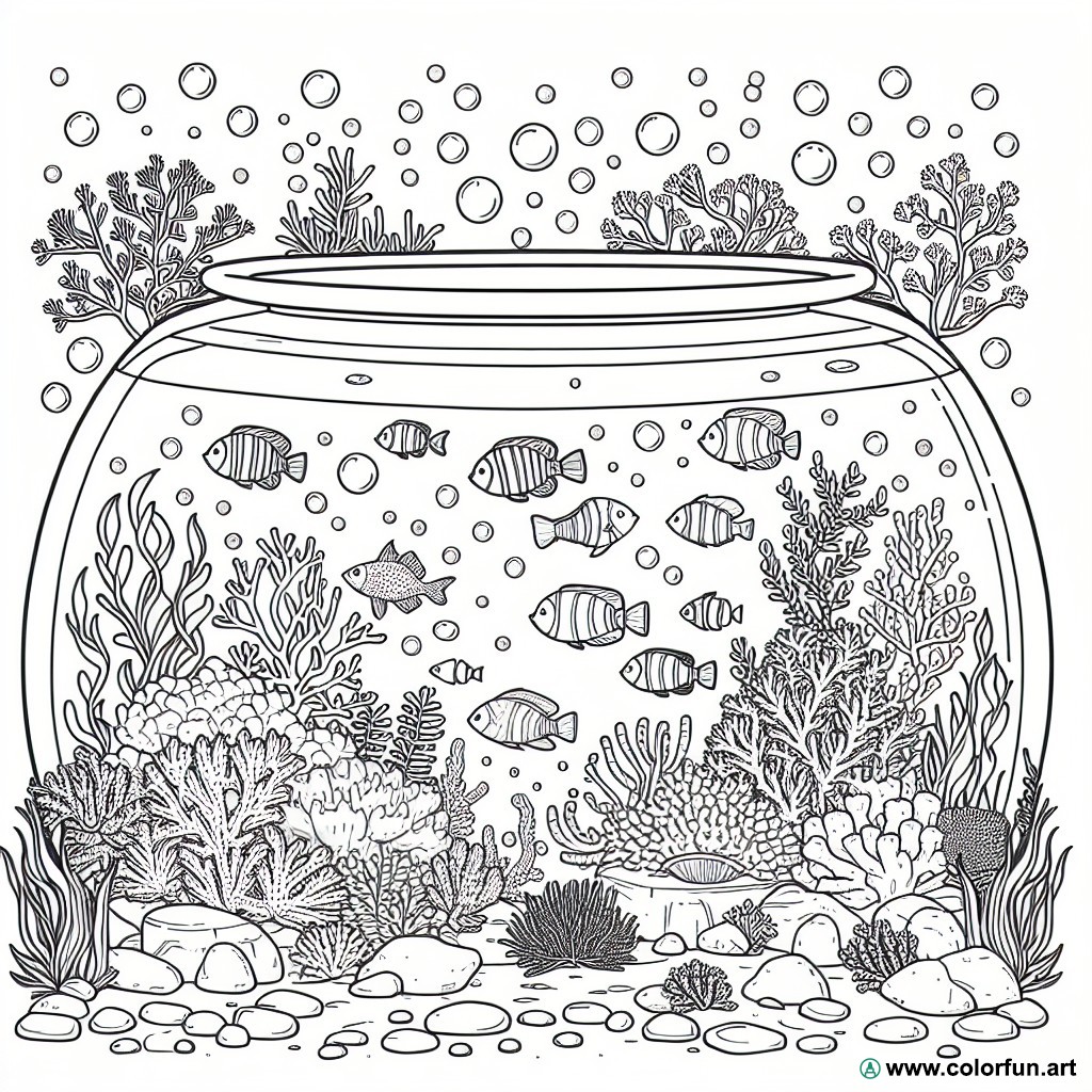 coloring page aquarium corals