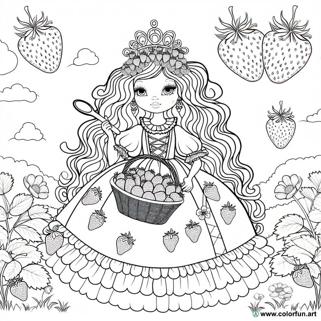 coloring page strawberry shortcake princess