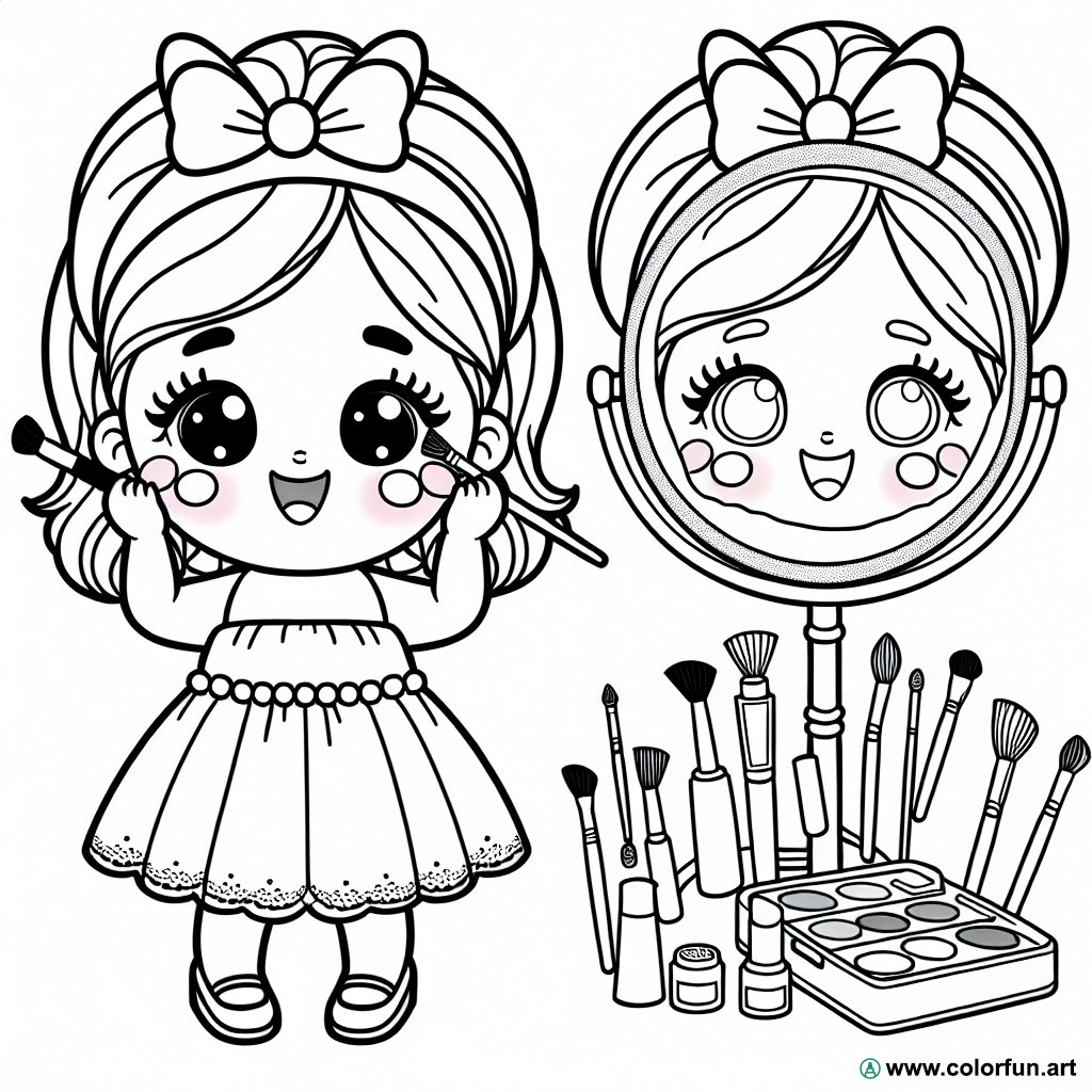 makeup girl coloring page