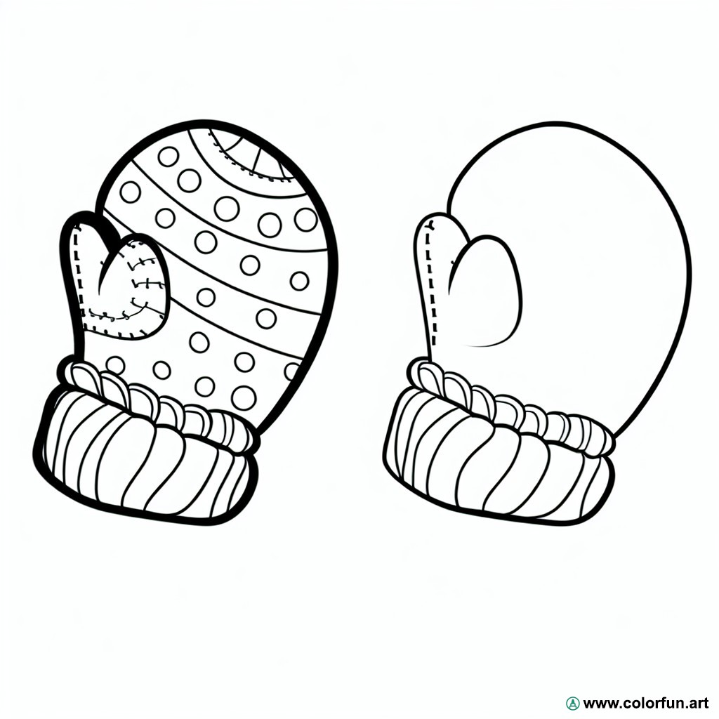 coloring page winter mitten