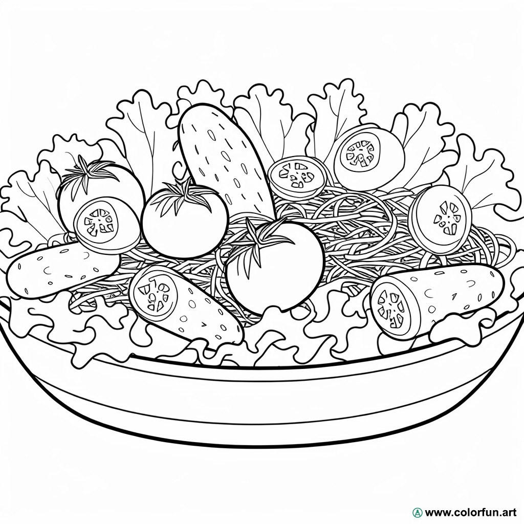 coloring page vegetable salad
