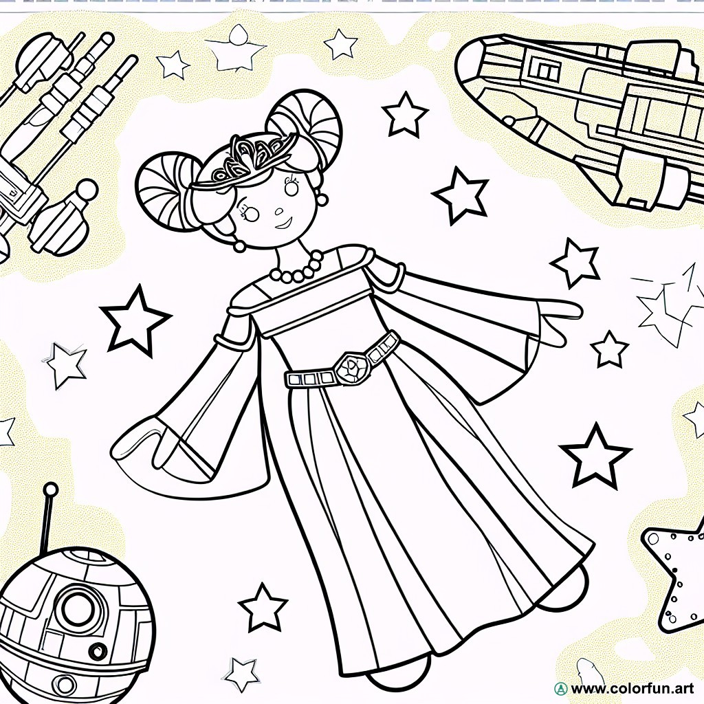 star wars princess leia coloring page