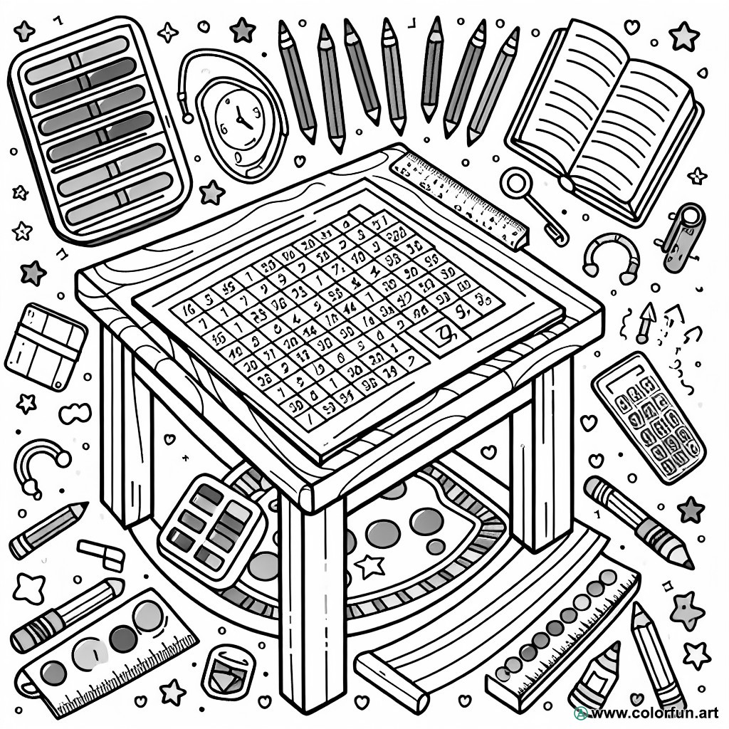 multiplication table coloring page