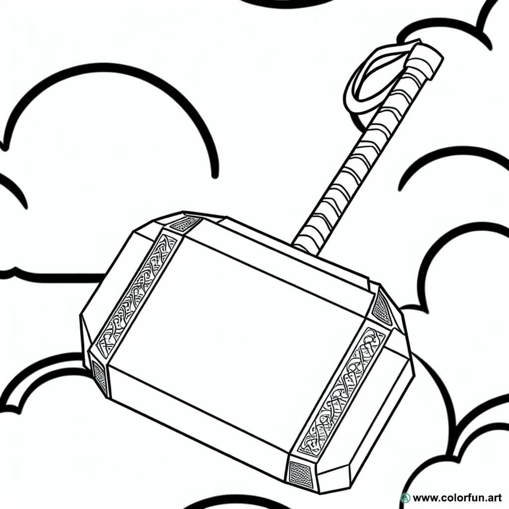 coloring page thor hammer