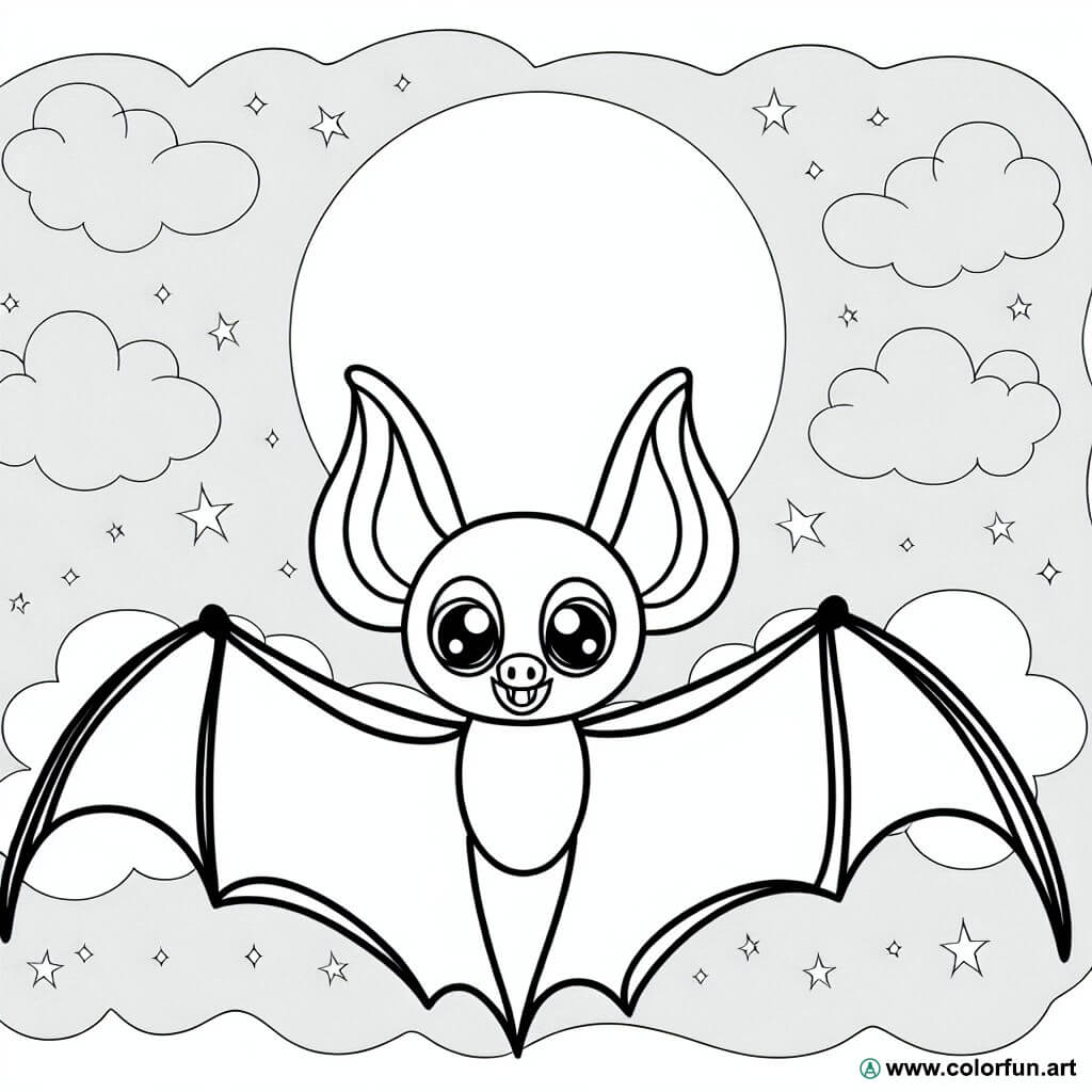 coloring page bat halloween