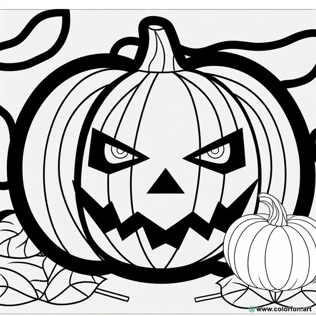 coloring page halloween scary pumpkin