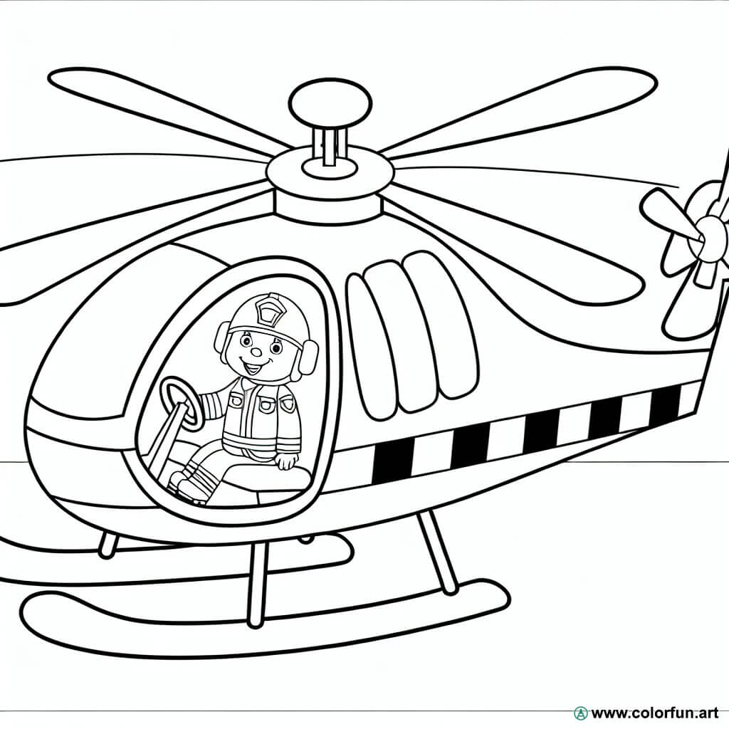 coloring page helicopter sam the firefighter