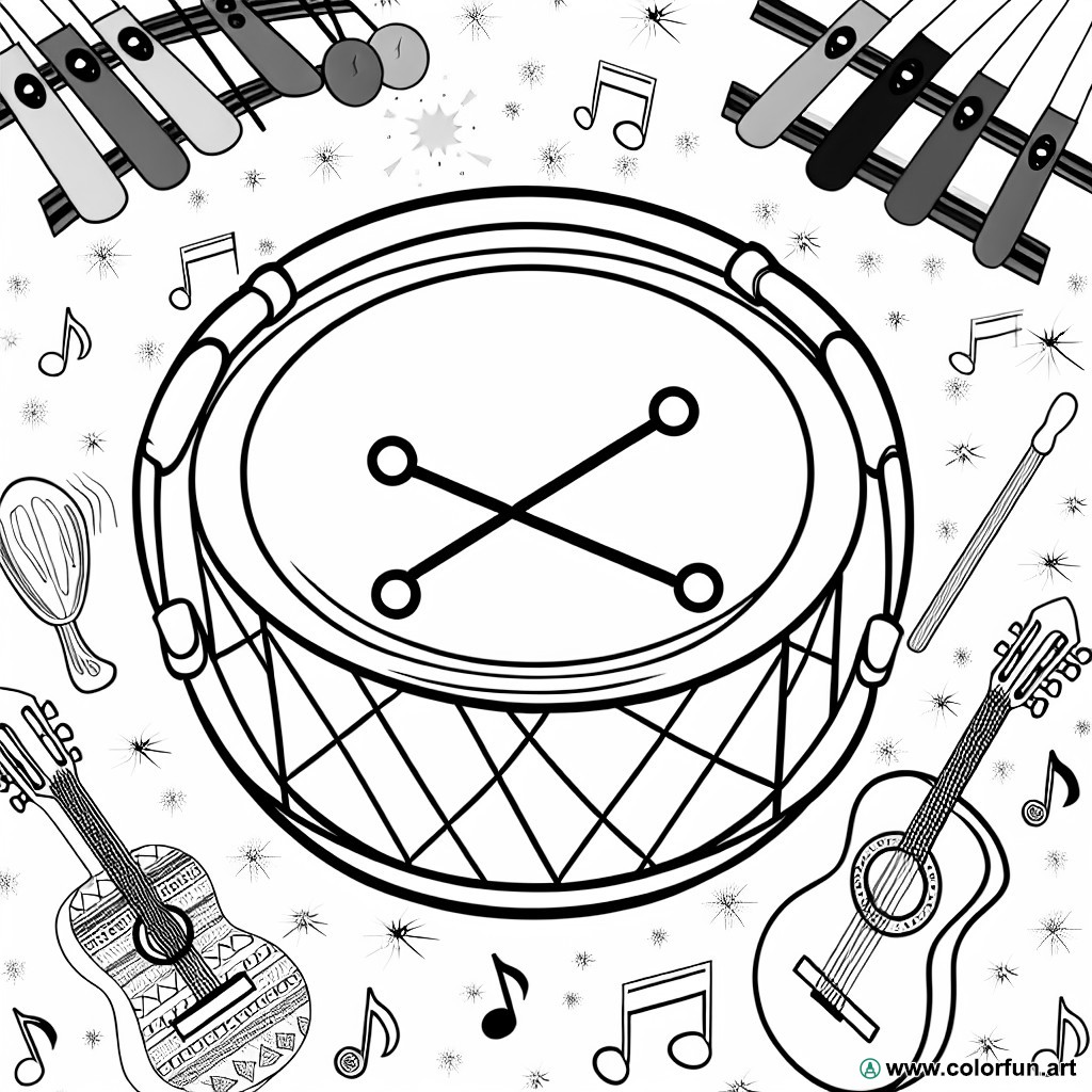coloring page funny musical instrument