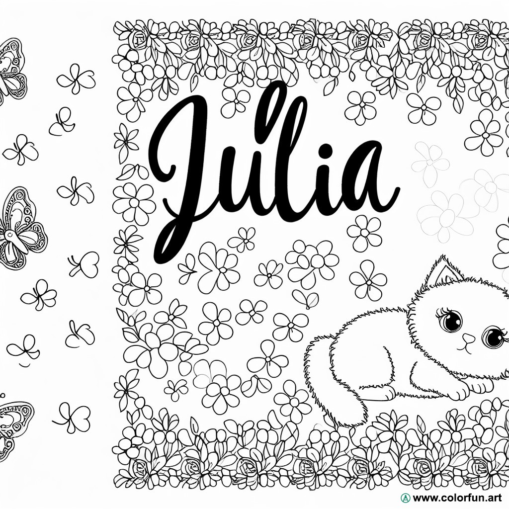coloring page first name julia
