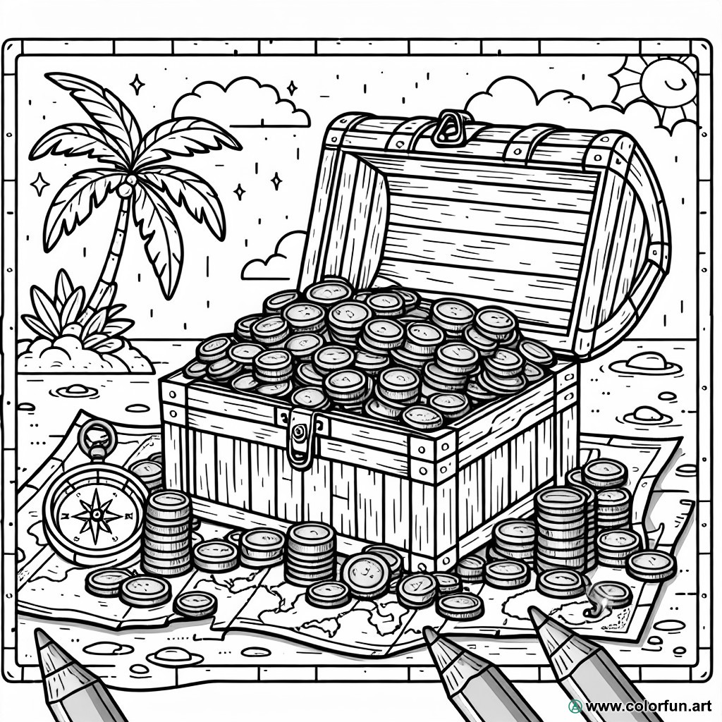 pirate treasure coloring page