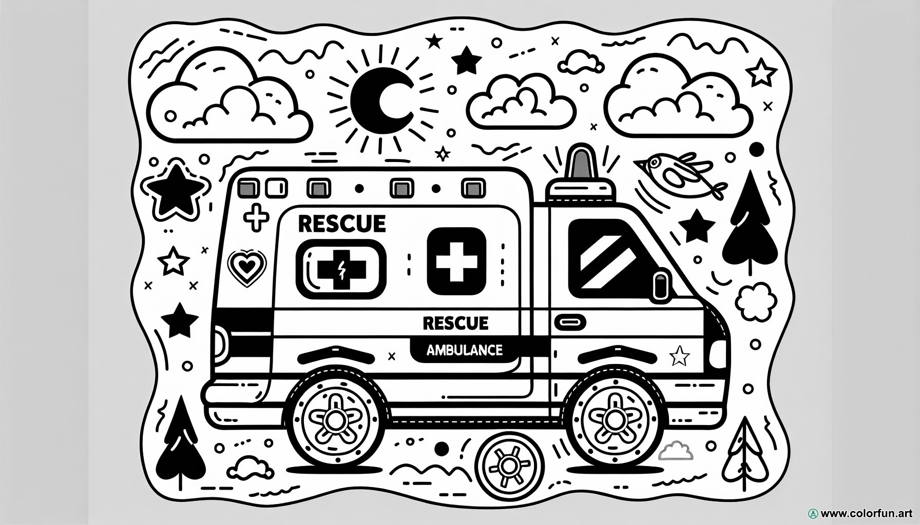 coloring page ambulance rescue