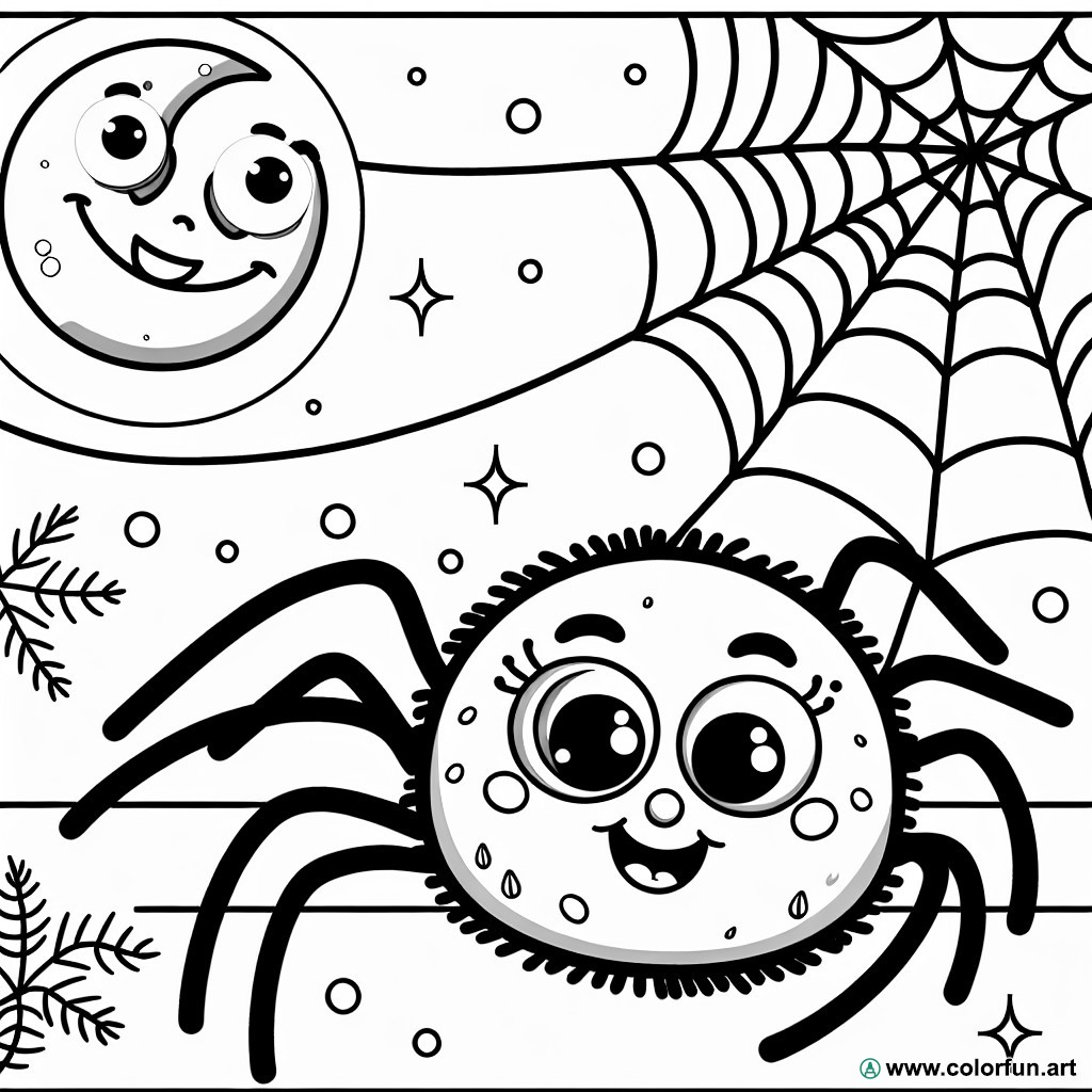 Funny Halloween spider coloring page