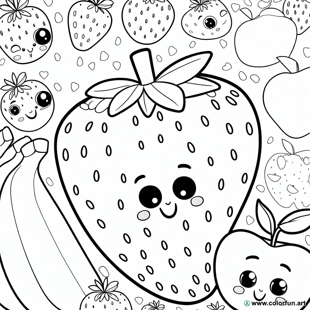 Cute fruit coloring page