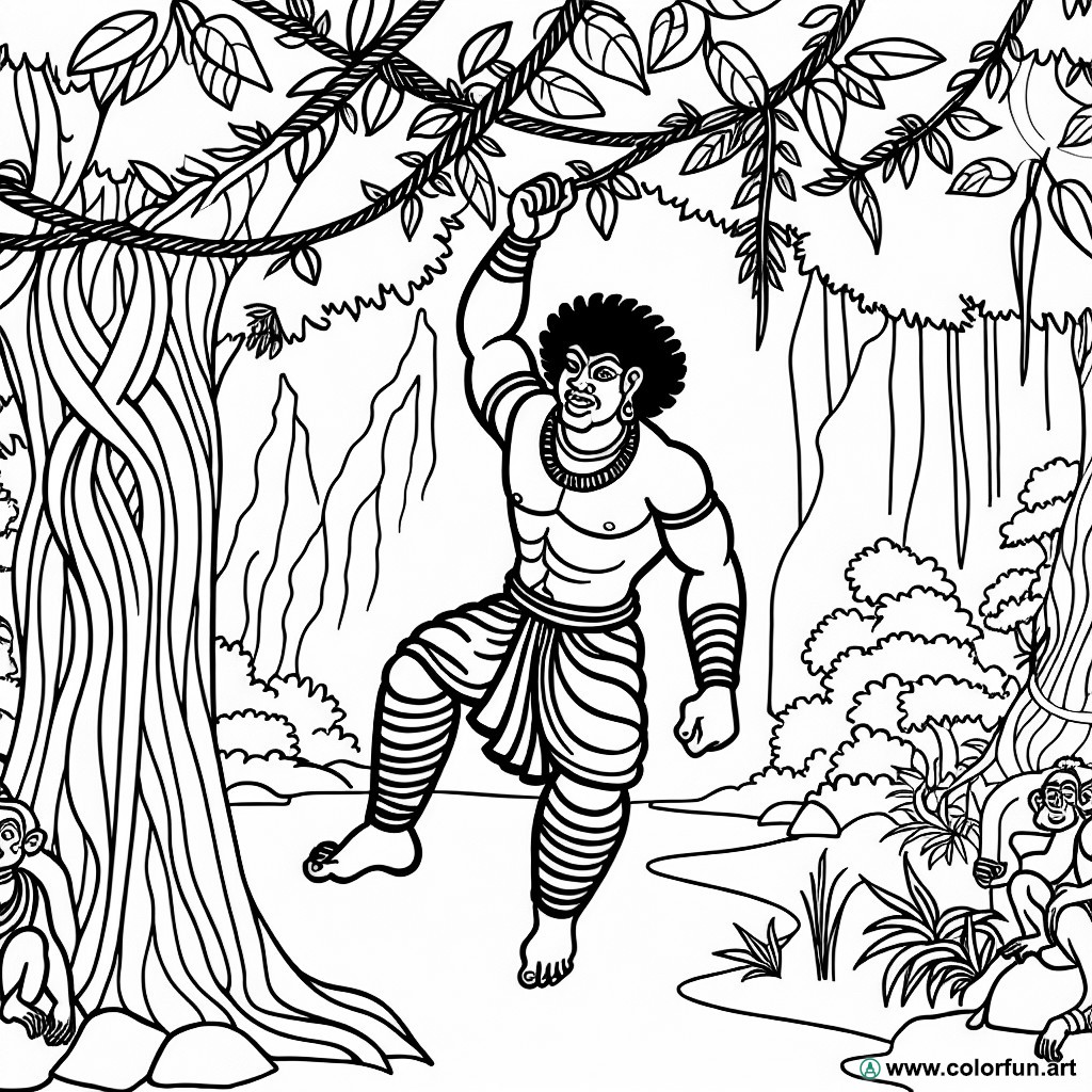 coloring page jungle tarzan