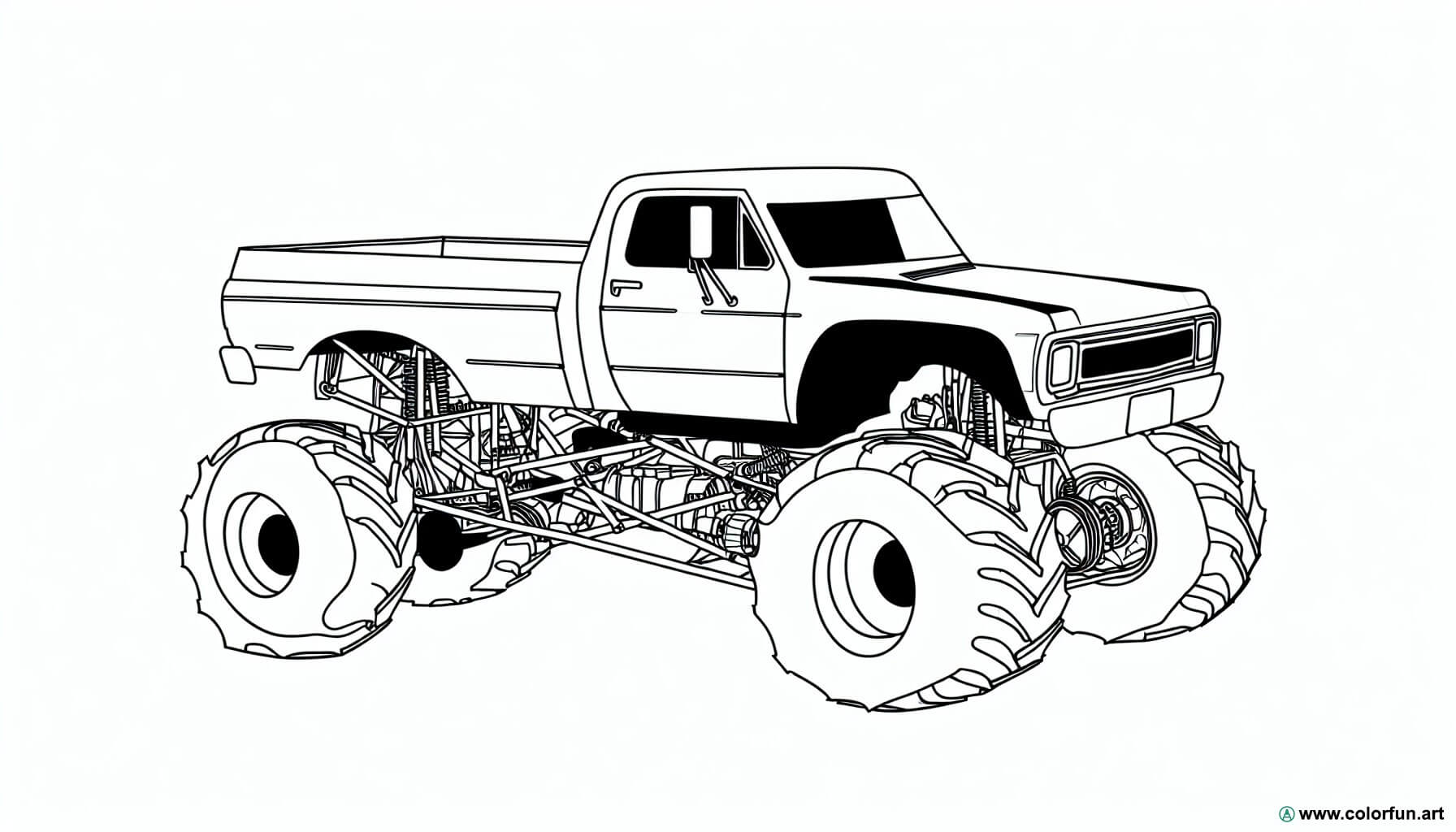 coloring page American monster truck