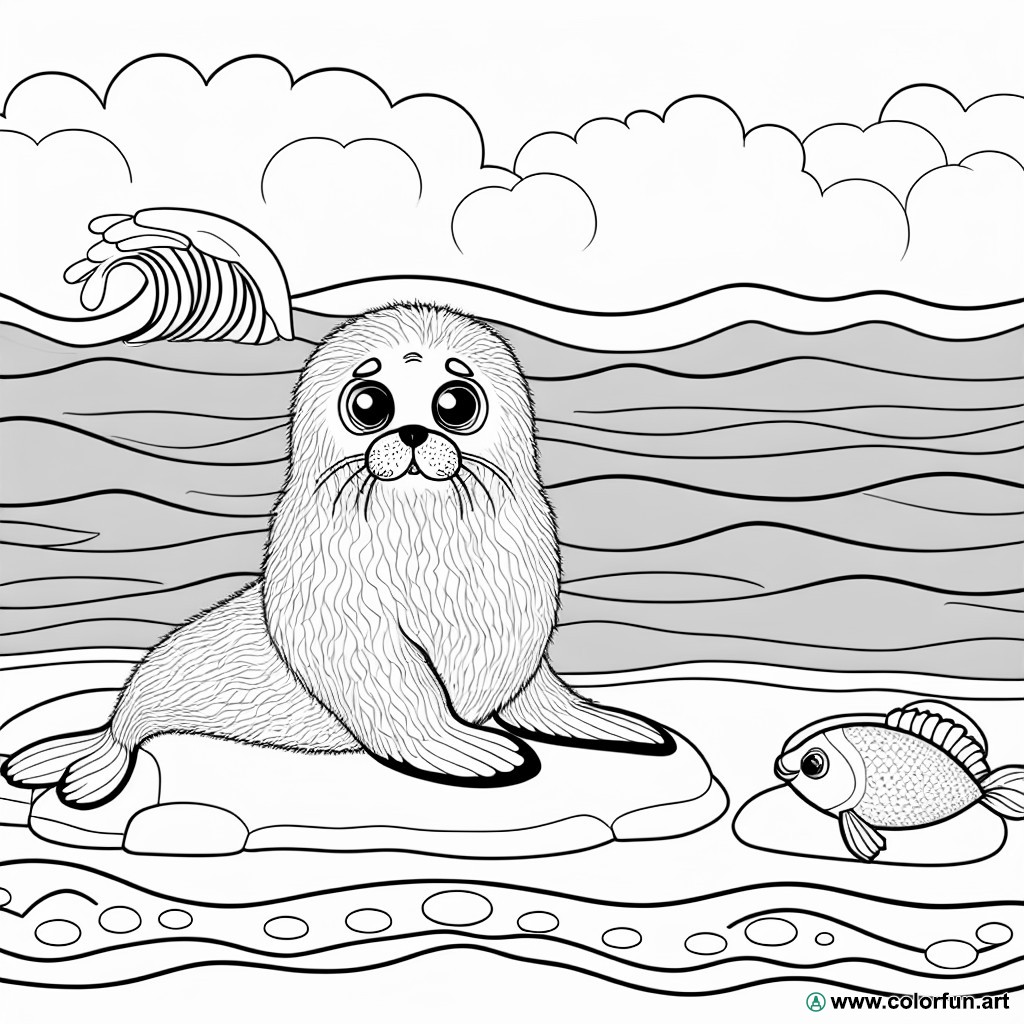 coloring page seal marine