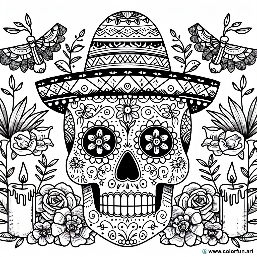 mexican skull coloring page