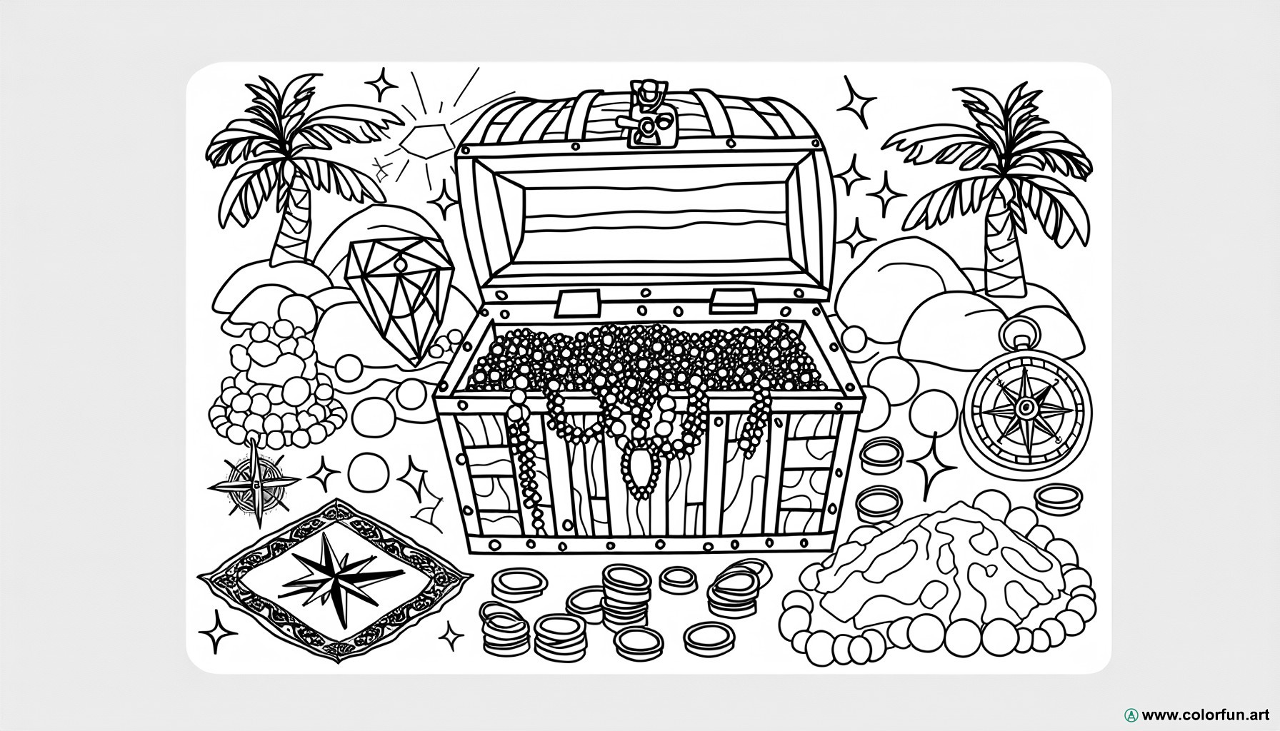 coloring page buried treasure