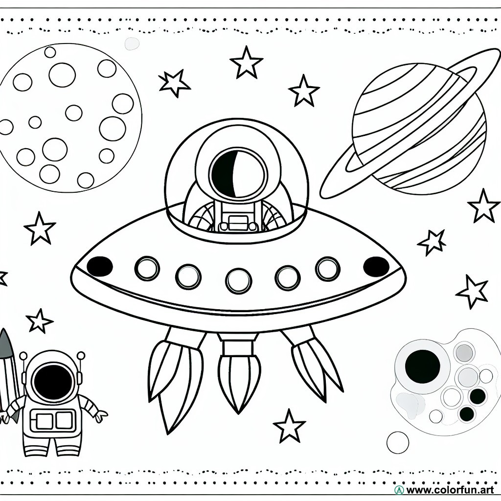 coloring page spaceship