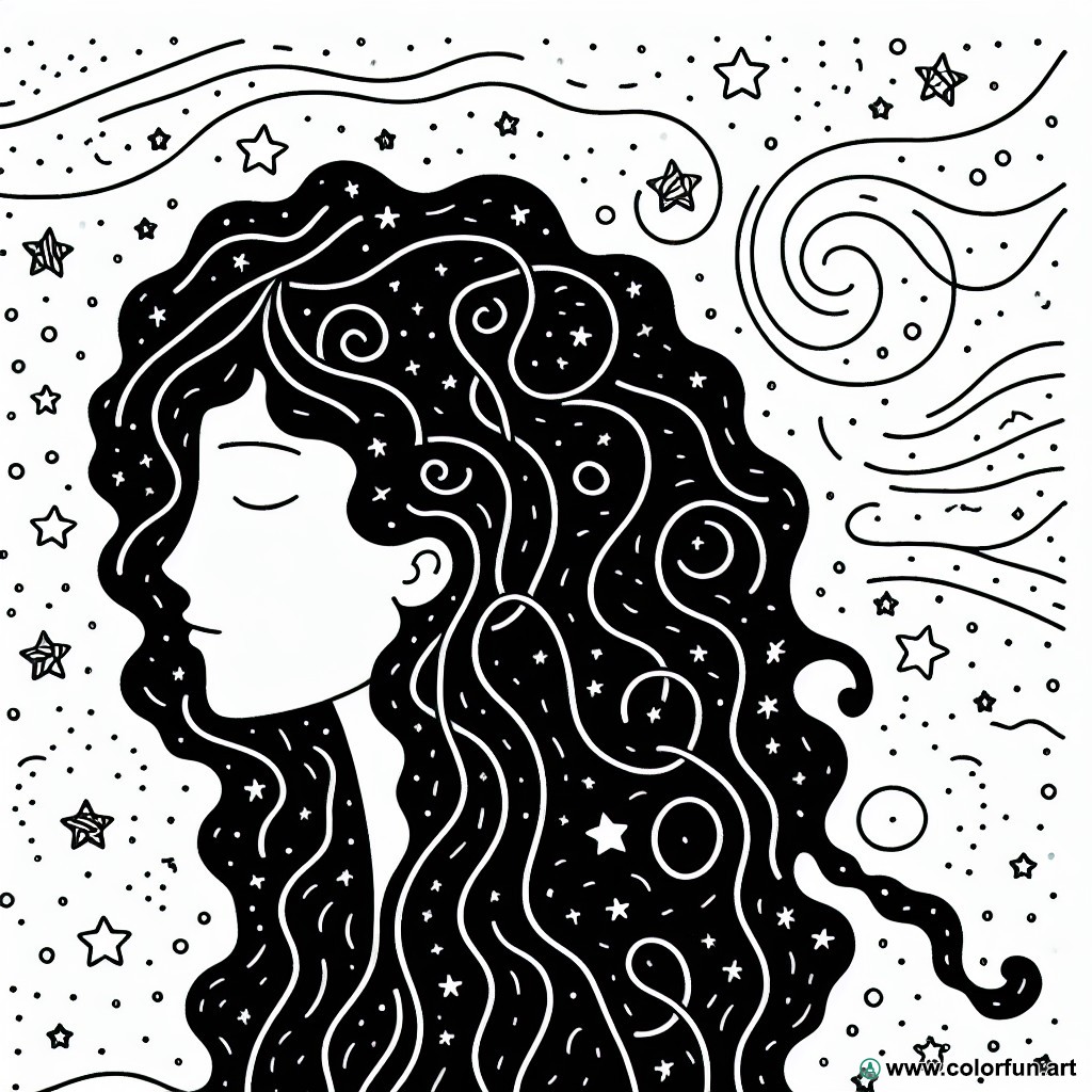 black hair coloring page