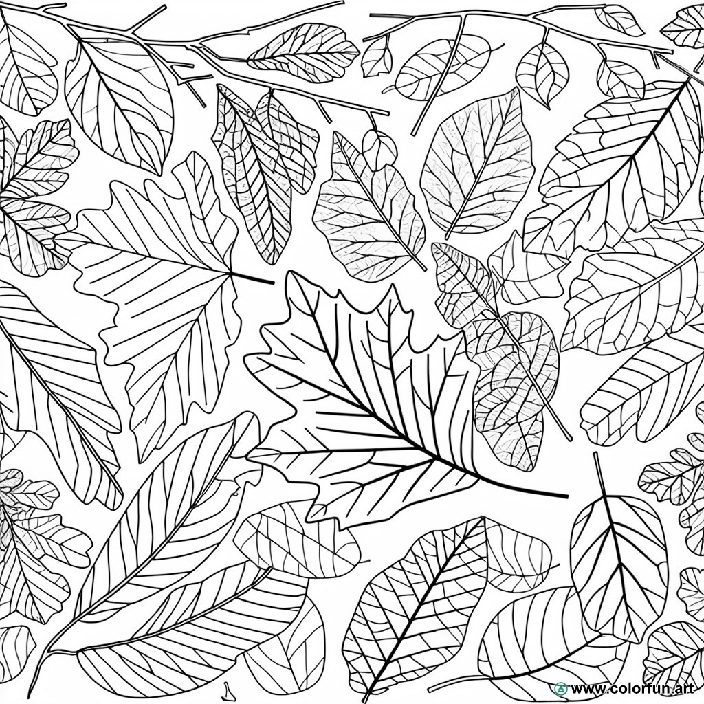 Artistic tree leaves coloring page