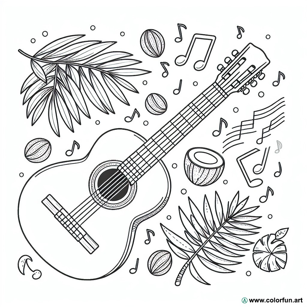 coloring page guitar coco