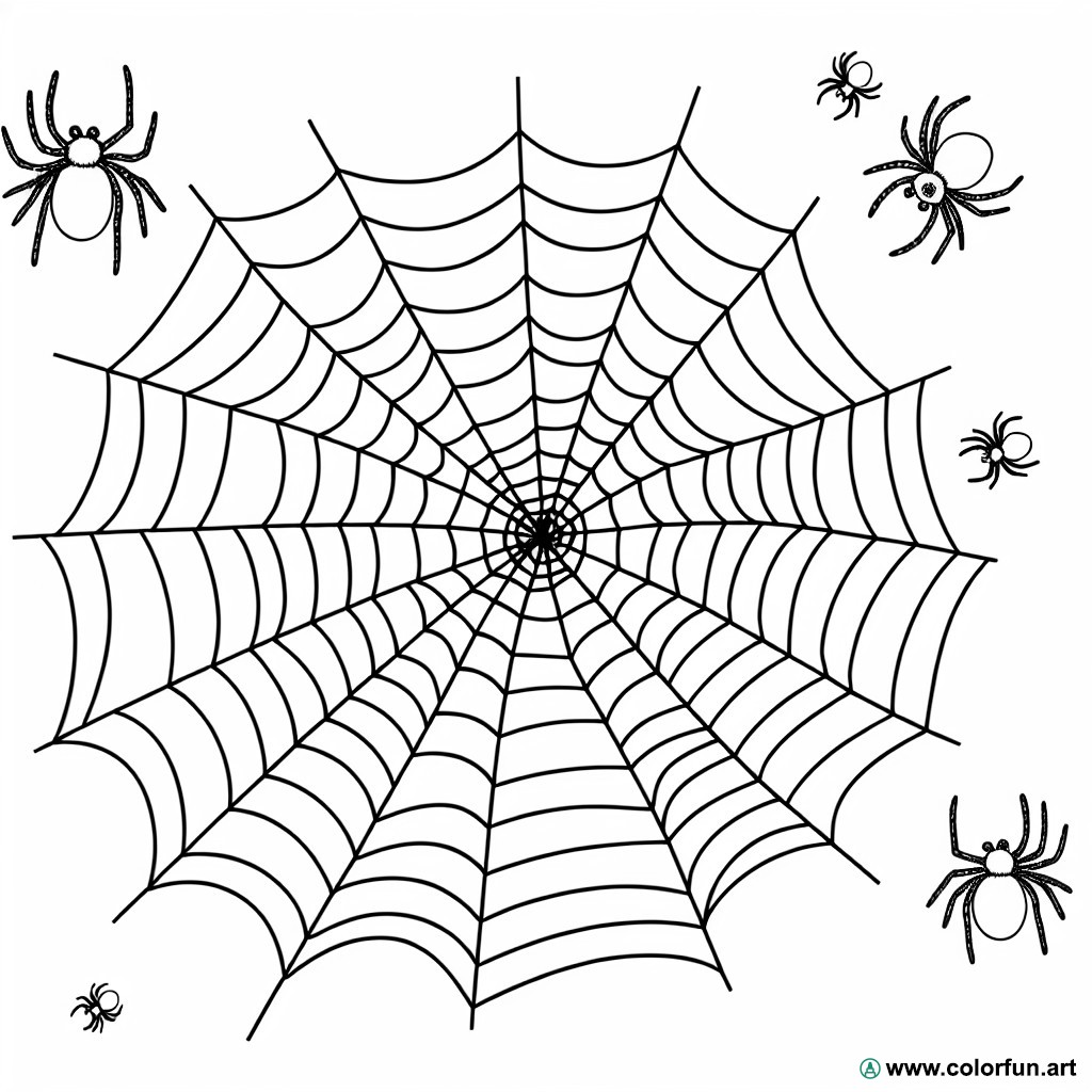 coloring page halloween spider web