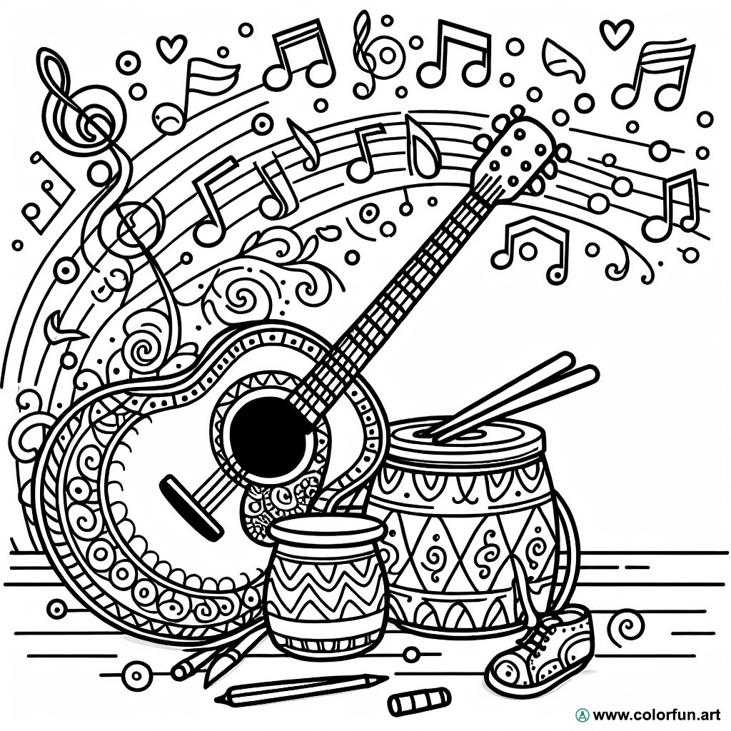 music instrument coloring page