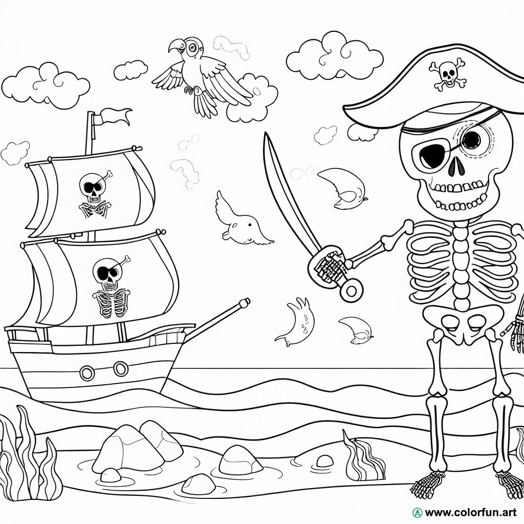 pirate skeleton coloring page